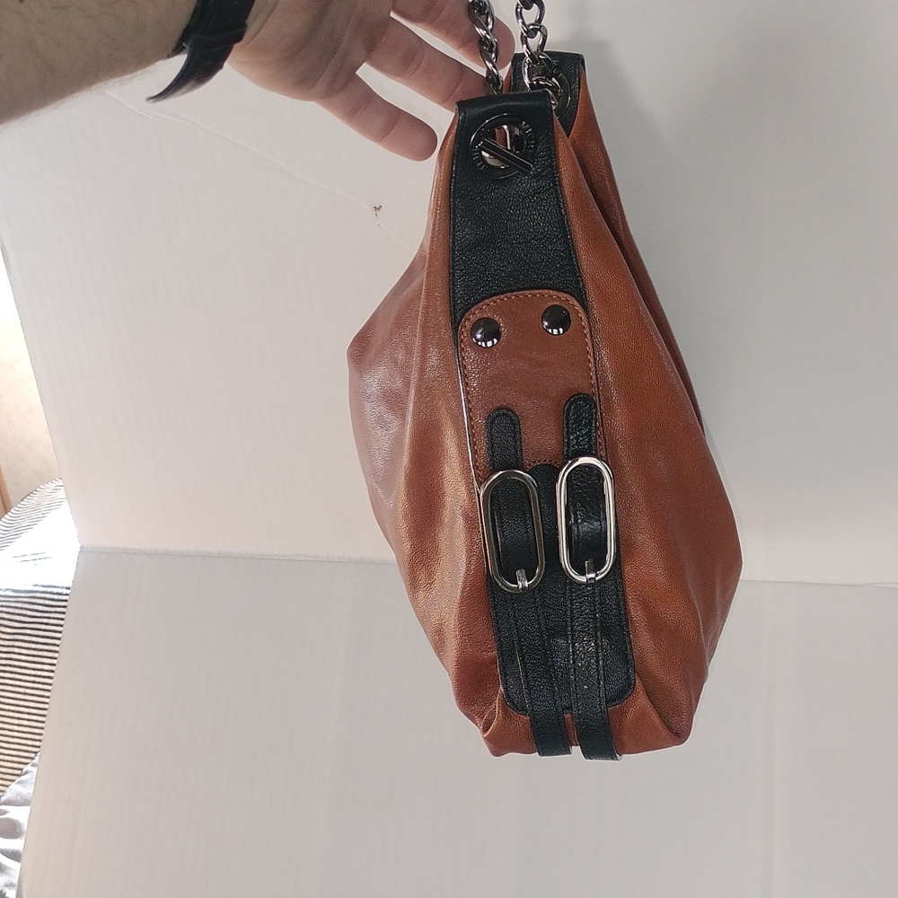 Michele Brown and black leather shoulder bag. BEAUTIFUL! - Picture 6 of 16